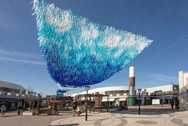 Dream Waves part of Patrick Shearn of Poetic Kinetics Skynet Series floats in the sky like waves.